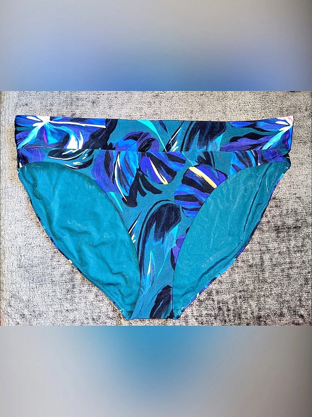 Calia Wide Band High Leg Bikini Bottom Floral Bikini Bottom Blue & Teal XXL
